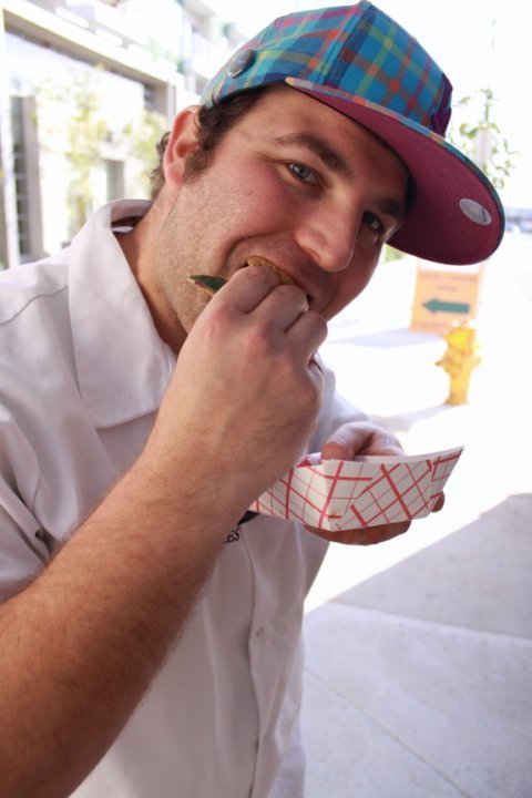 vivalafoodies Adam Rubenstein enjoying a mouthful of crepe'n around goodness
