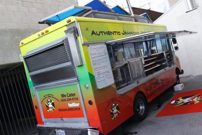 reggae chicken jamaican food truck los angeles with blaze mob reggae band