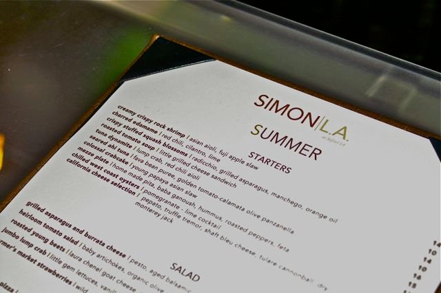 simon LA summer menu